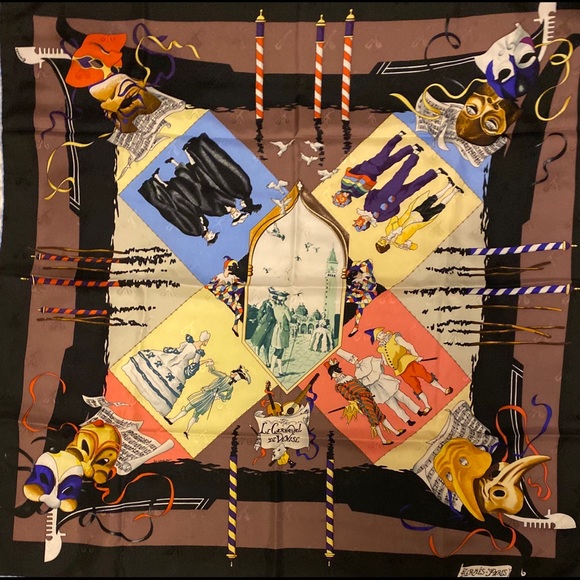 Hermes Accessories - *SOLD* Hermès Le Carnaval de Venise 90cm jacquard